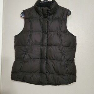 Eddie‎ Bauer Goose Down  Puffer Vest Women's Size Medium Black Zipper Pockets